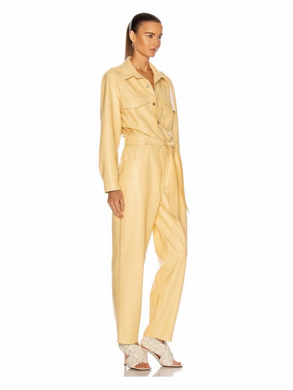 Nanushka Ashton vegan leather jumpsuit in butter yellow, size S, NWT - Picture 5 of 10